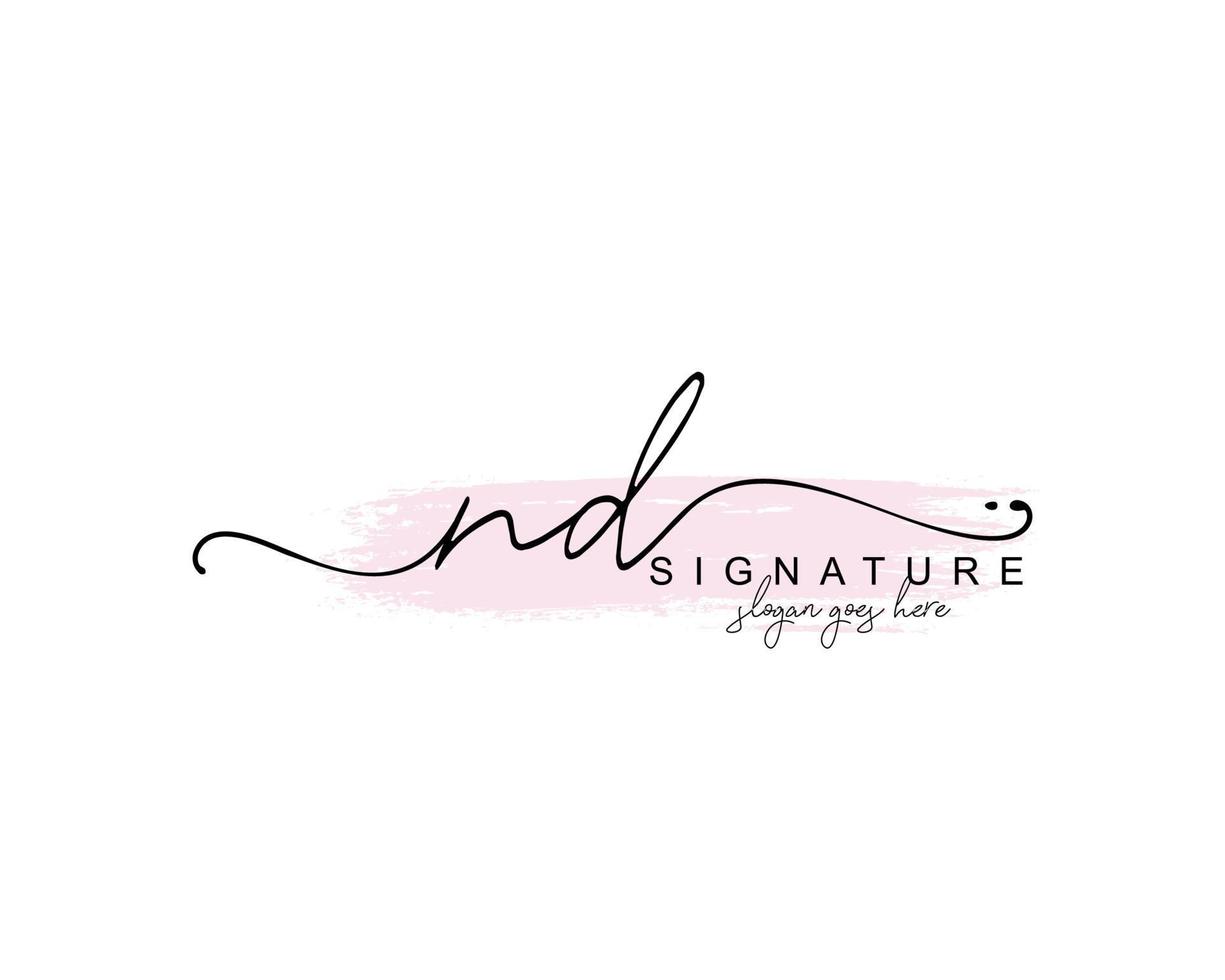 Initial ND beauty monogram and elegant logo design, handwriting logo of initial signature, wedding, fashion, floral and botanical with creative template. vector