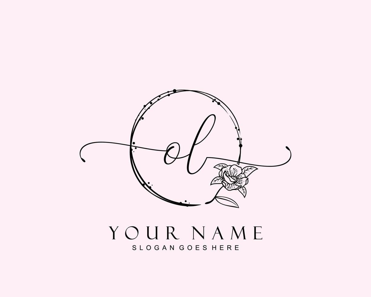 Initial OL beauty monogram and elegant logo design, handwriting logo of initial signature, wedding, fashion, floral and botanical with creative template. vector