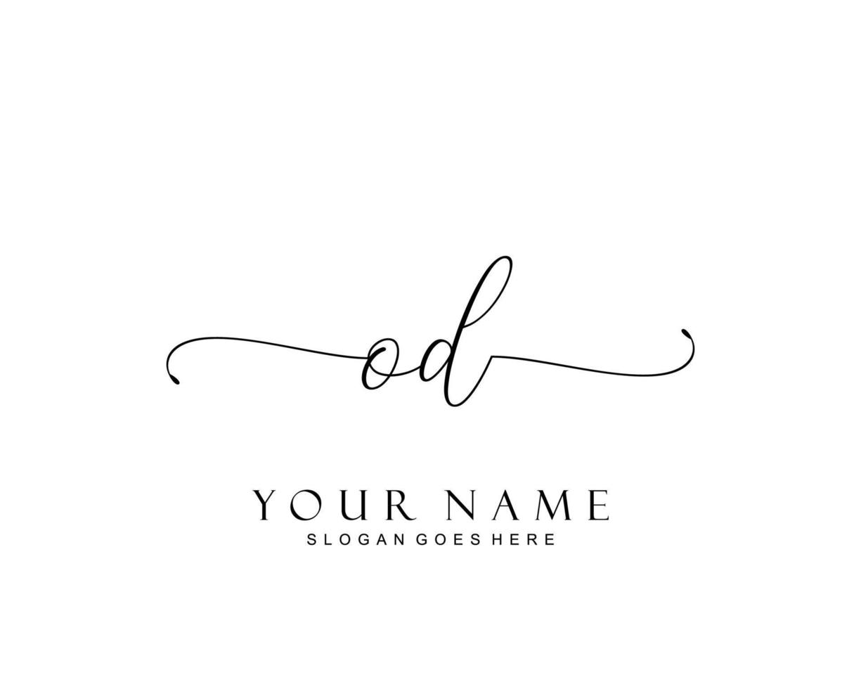 Initial OD beauty monogram and elegant logo design, handwriting logo of initial signature, wedding, fashion, floral and botanical with creative template. vector