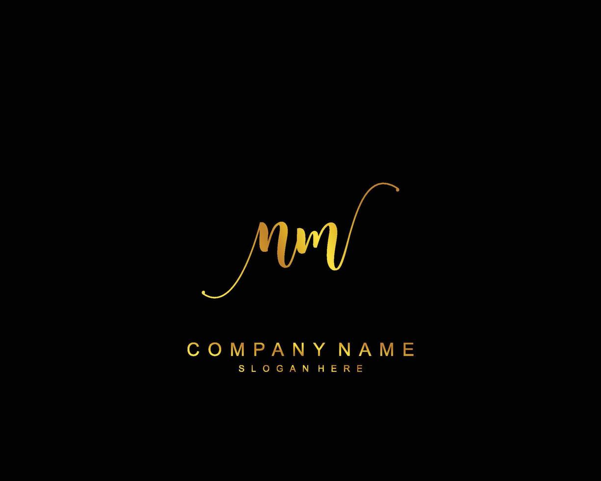 Initial NM beauty monogram and elegant logo design, handwriting logo of initial signature, wedding, fashion, floral and botanical with creative template. vector