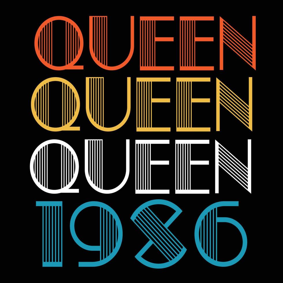 Queen Are Born In 1986 Vintage Birthday Sublimation Vector