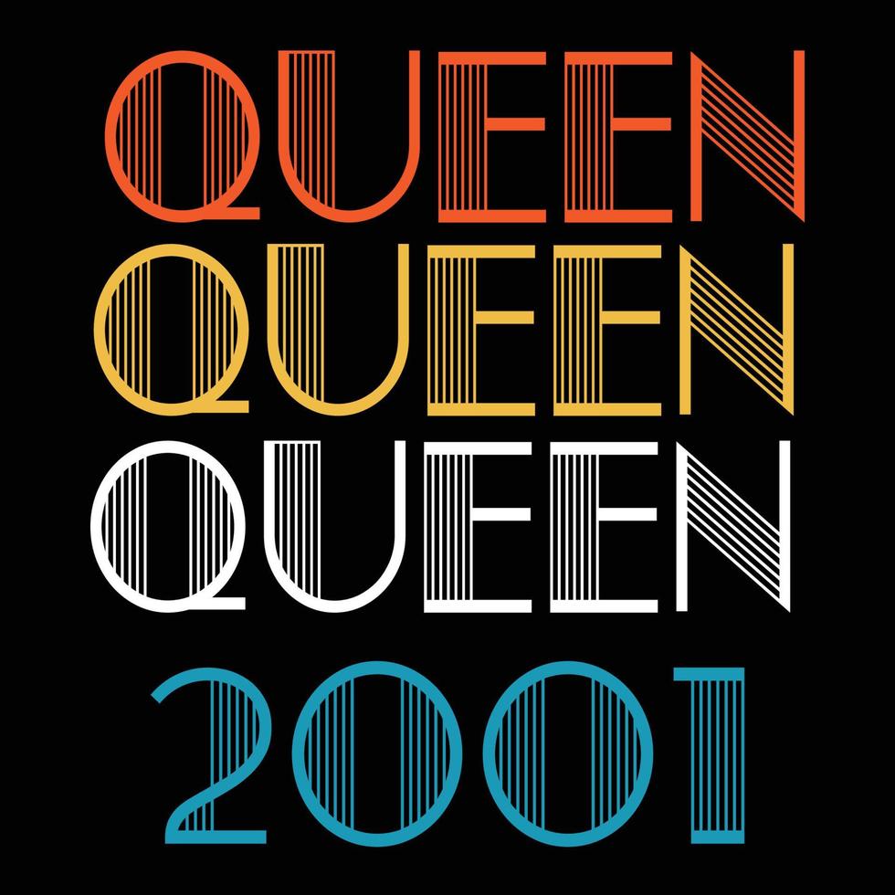Queen Are Born In 2001 Vintage Birthday Sublimation Vector
