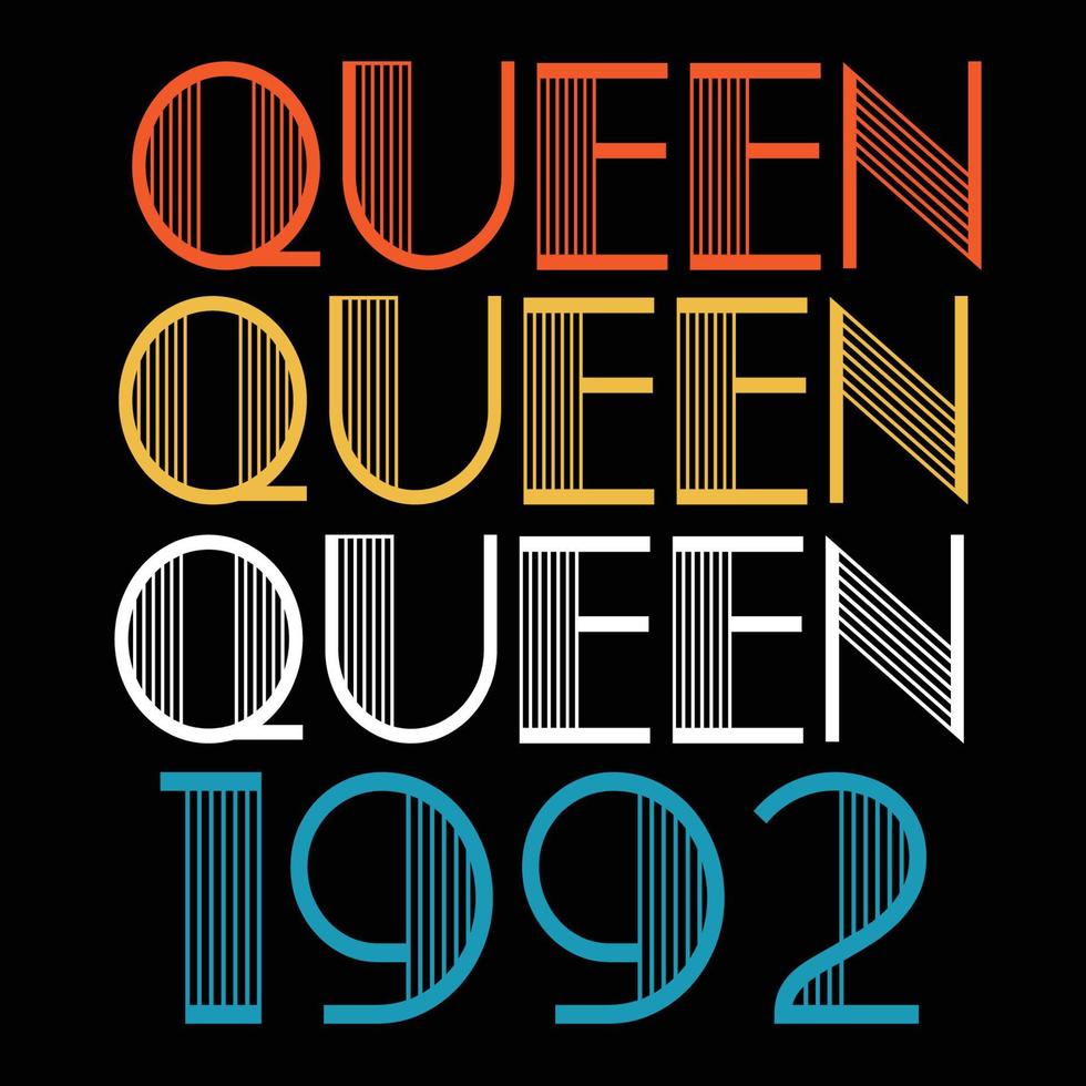 Queen Are Born In 1992 Vintage Birthday Sublimation Vector