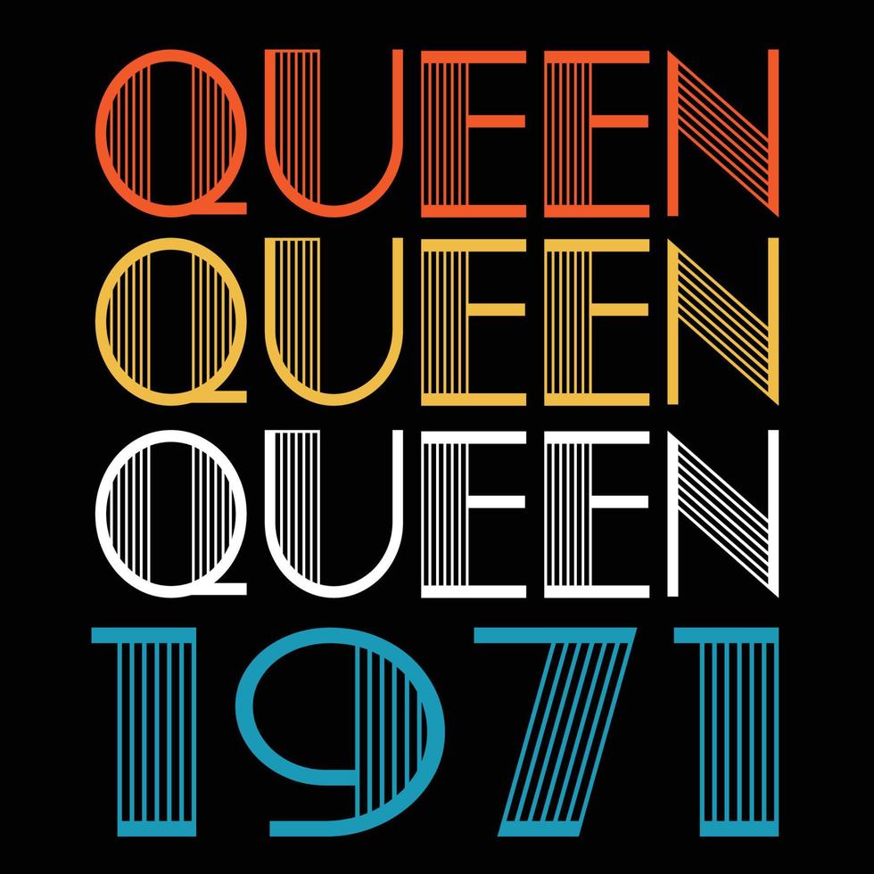 Queen Are Born In 1971 Vintage Birthday Sublimation Vector