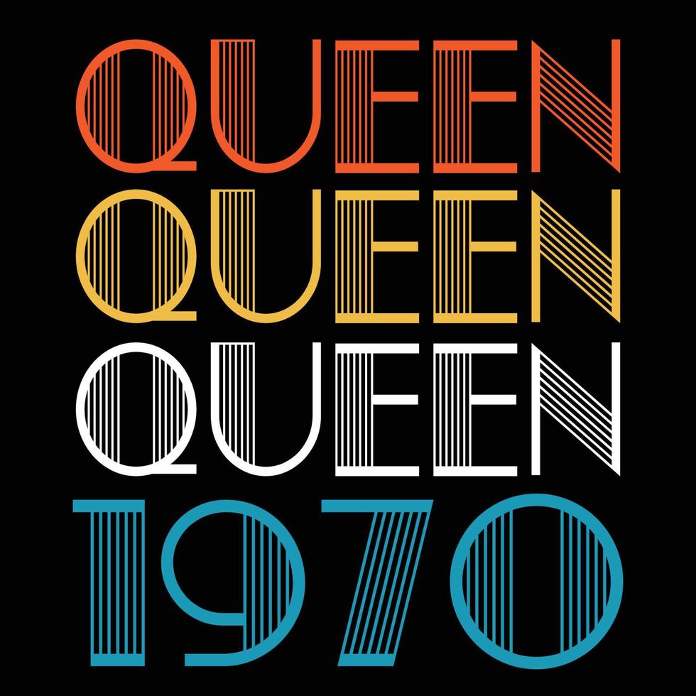 Queen Are Born In 1970 Vintage Birthday Sublimation Vector