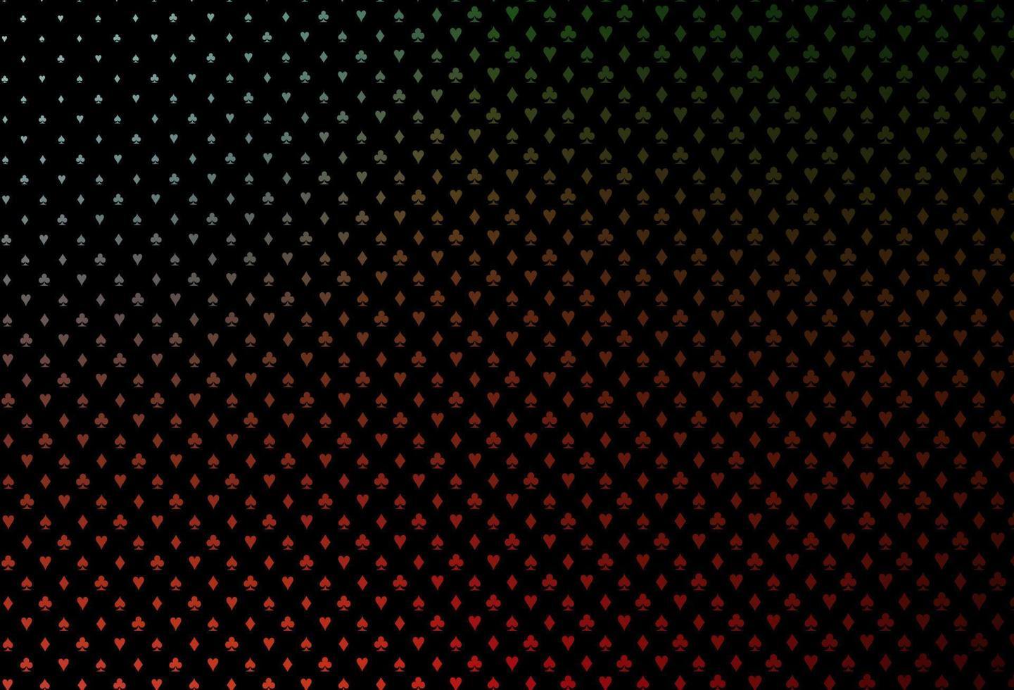Dark green, red vector cover with symbols of gamble.