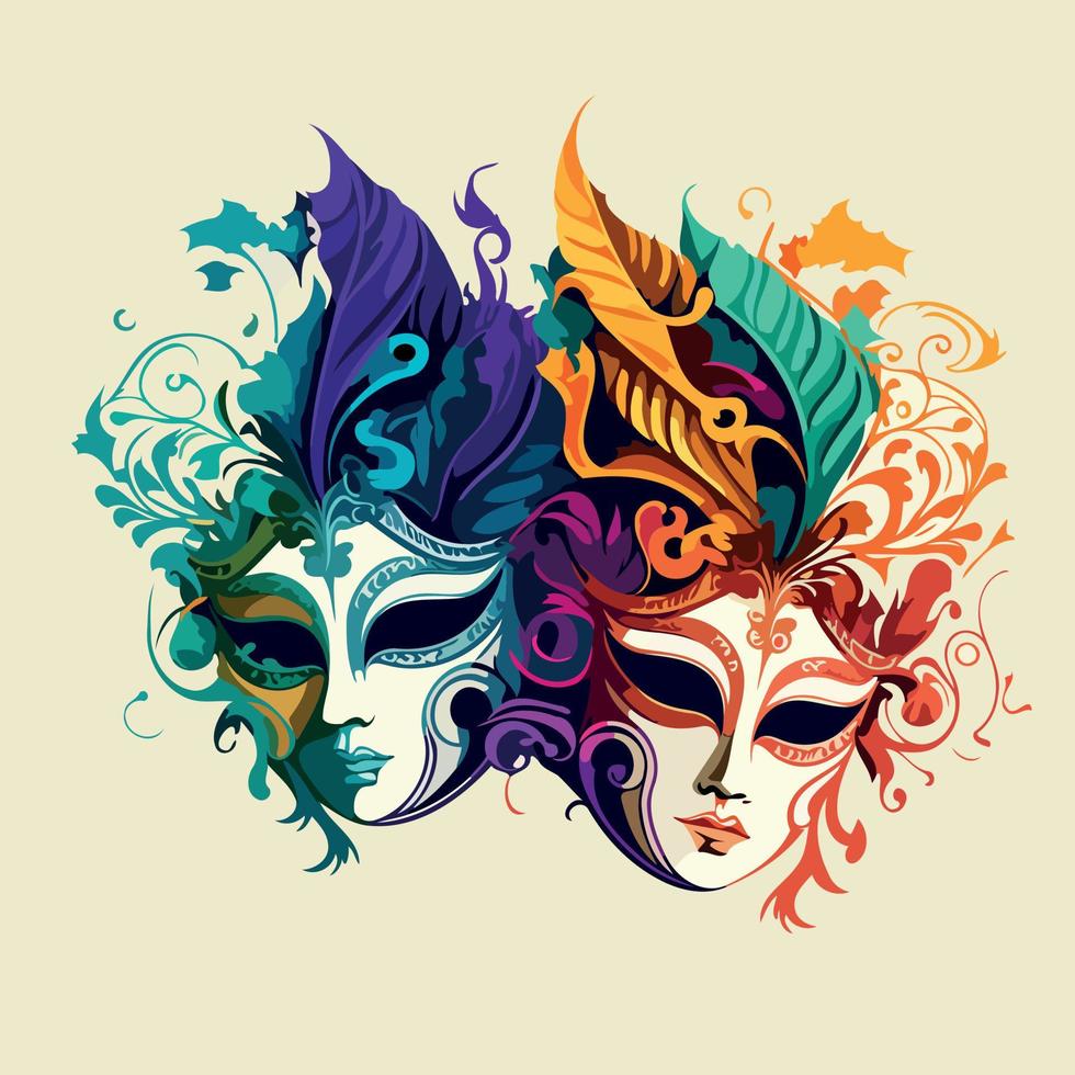 ornate colorful venetian mask vector