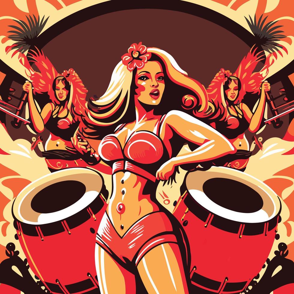 Costumed fictional character representing a fictional samba school vector