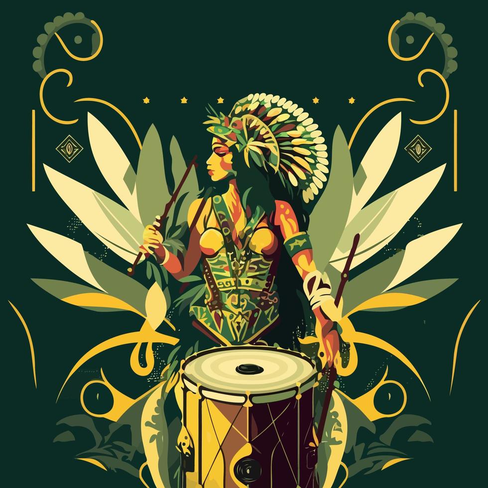 Costumed fictional character representing a fictional samba school vector