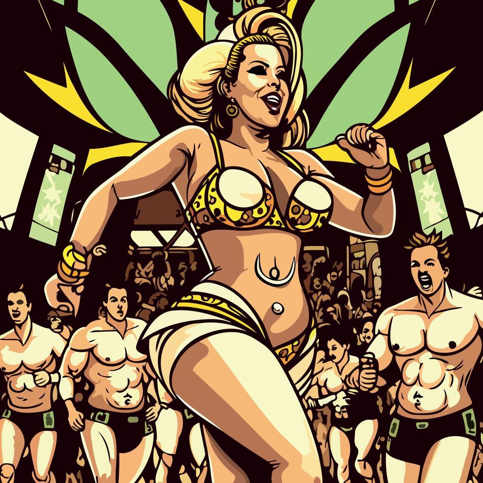 Costumed fictional character representing a fictional samba school vector