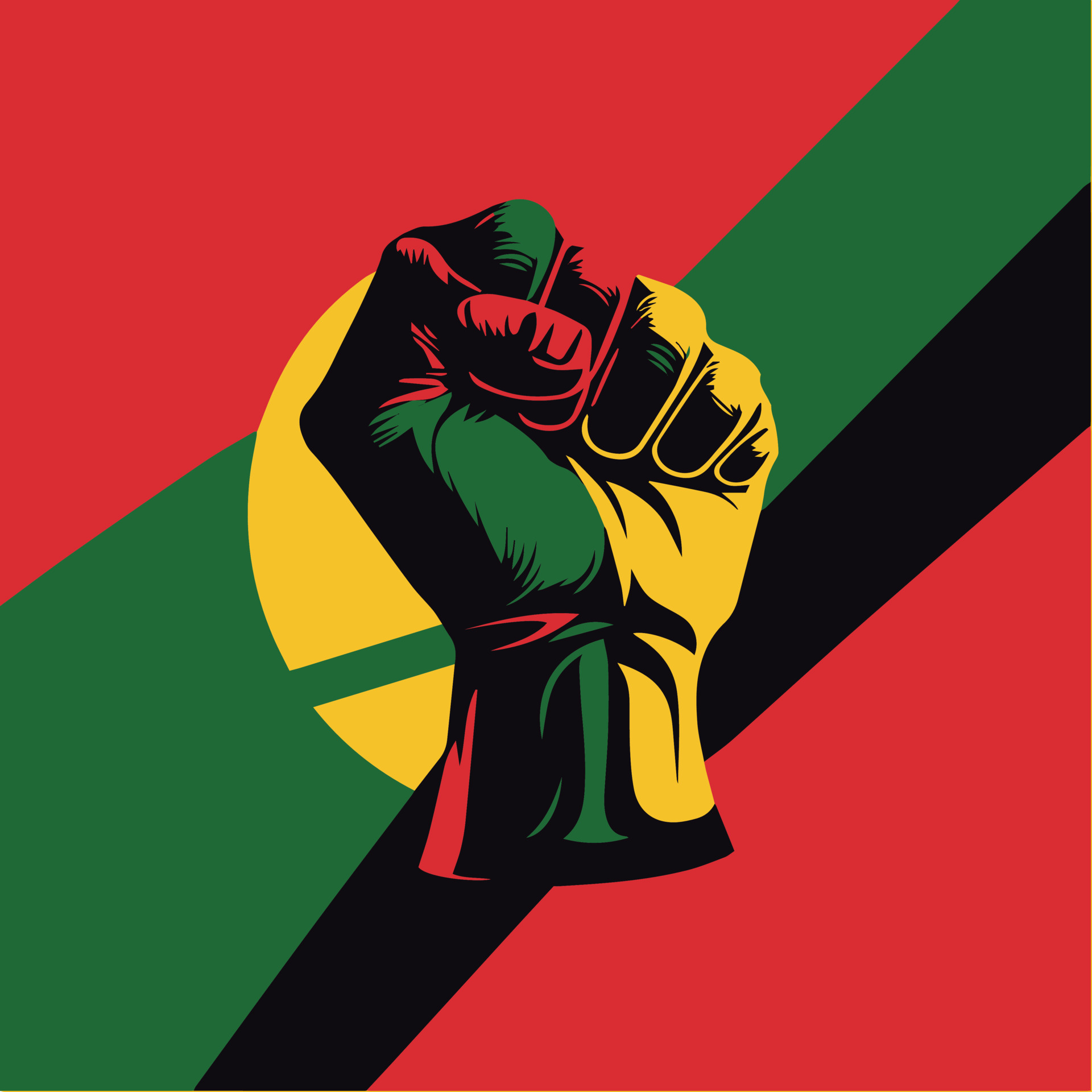 Clenched fist with pan african colors 17378868 Vector Art at Vecteezy