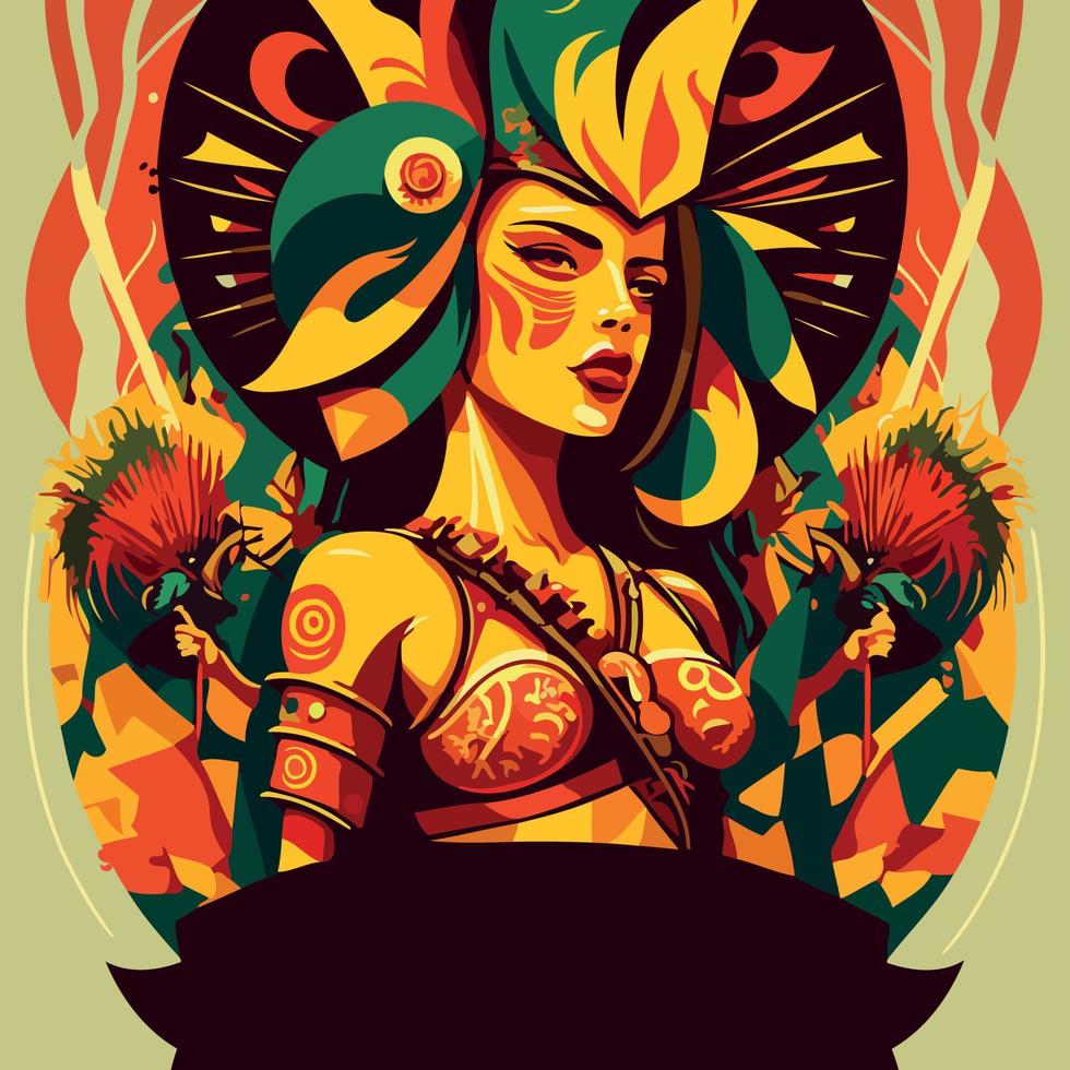 Costumed fictional character representing a fictional samba school vector
