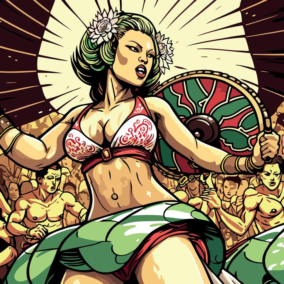 Costumed fictional character representing a fictional samba school vector