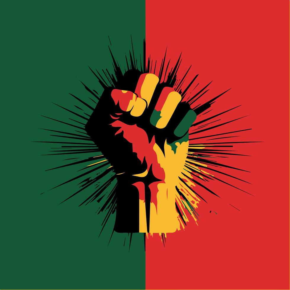 Clenched fist with pan african colors vector