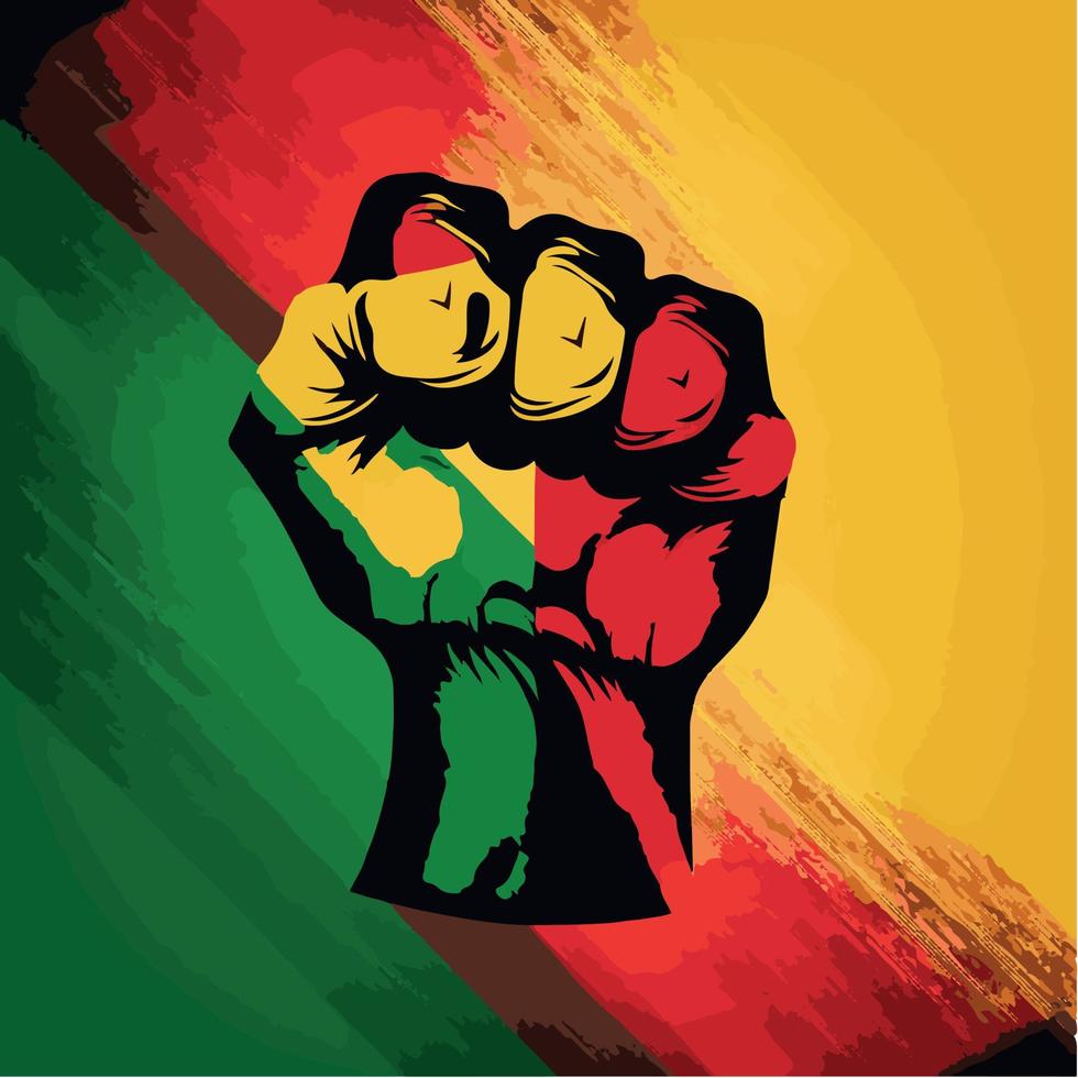 Clenched fist with pan african colors vector