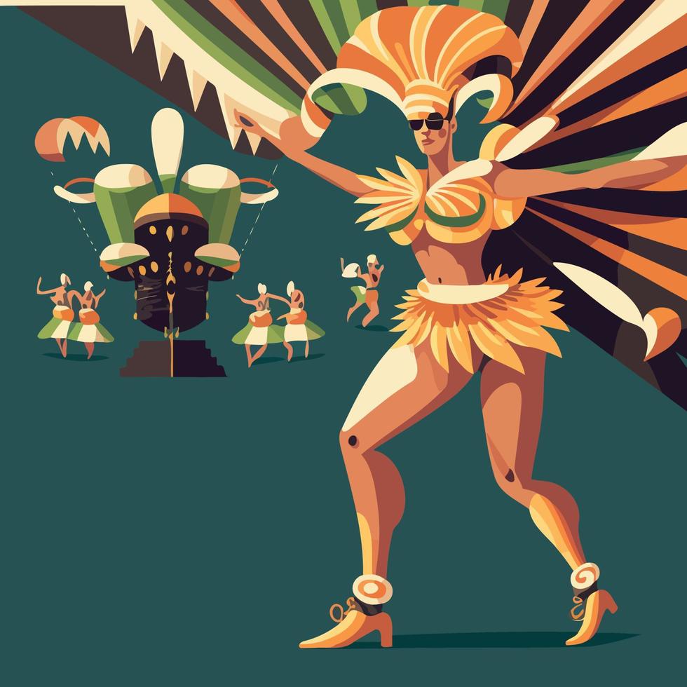 Costumed fictional character representing a fictional samba school vector