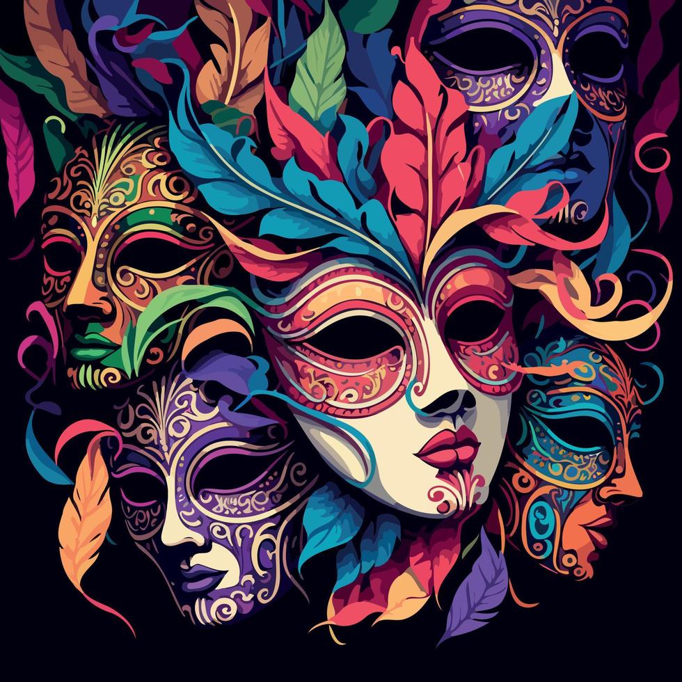 ornate colorful venetian mask vector