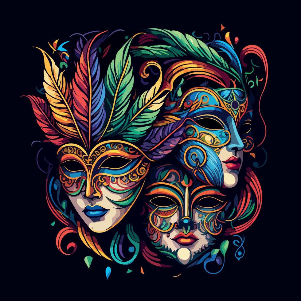 ornate colorful venetian mask vector