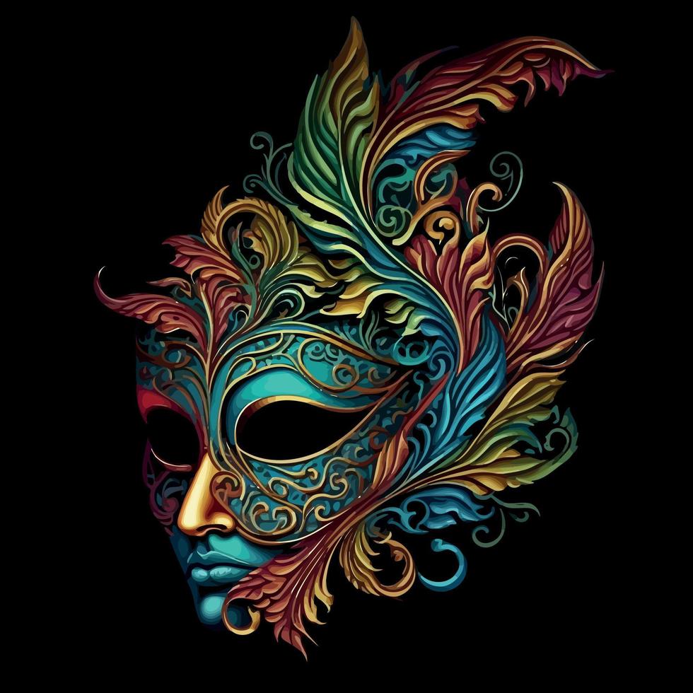 ornate colorful venetian mask vector