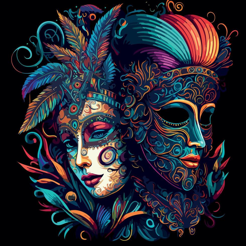 ornate colorful venetian mask vector