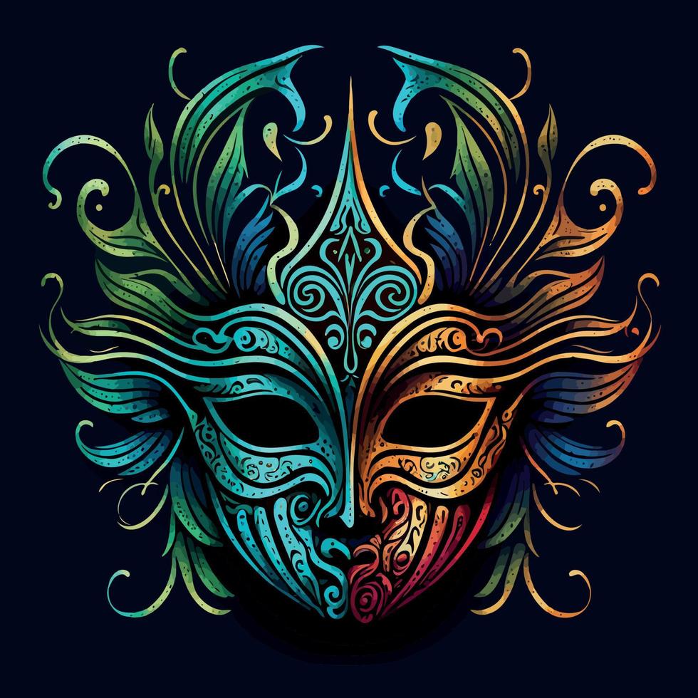ornate colorful venetian mask vector