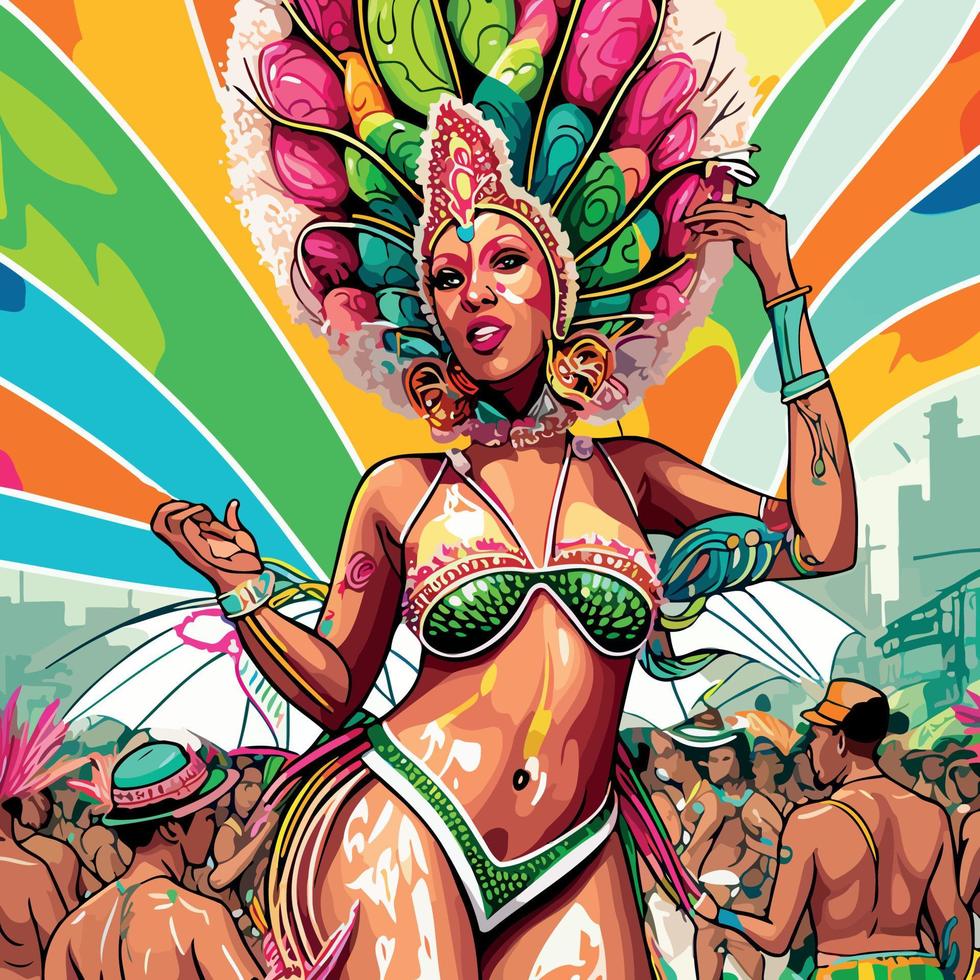 Costumed fictional character representing a fictional samba school vector