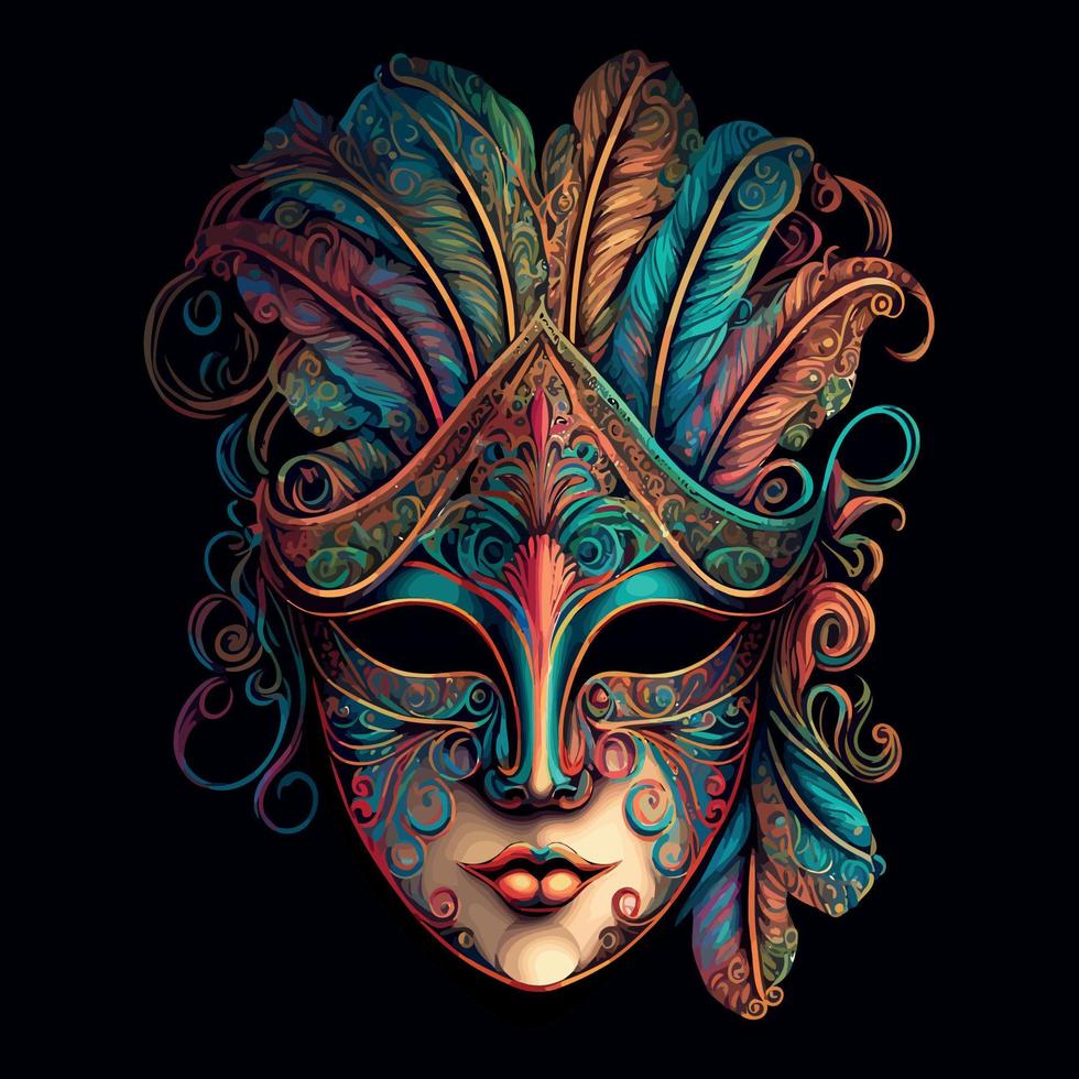 ornate colorful venetian mask vector