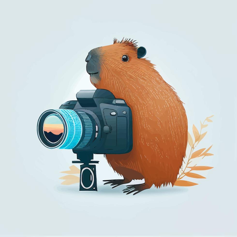 capybara photograph as a funny way to illustrate nature photographer vector