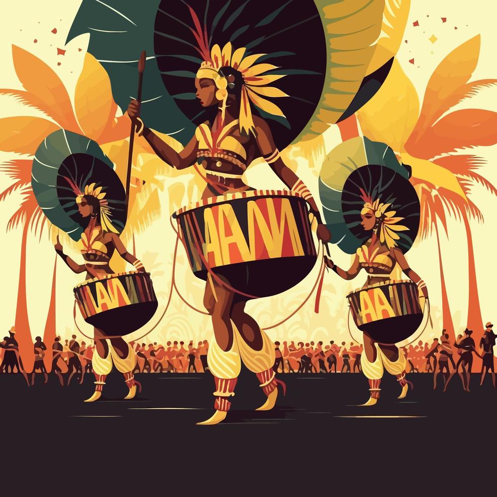 Costumed fictional character representing a fictional samba school vector