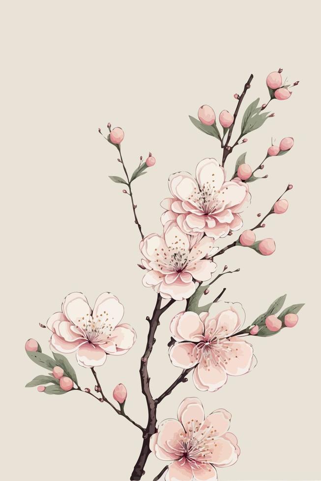 árbol de angiospermas de cerezo en flor vector