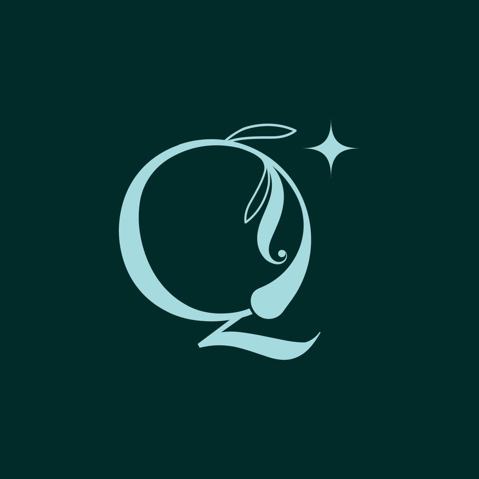 stylish floral beauty logo royal logo Q vector