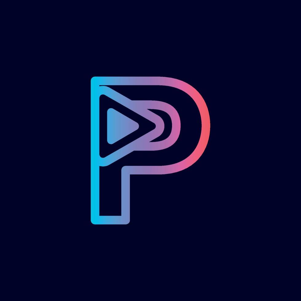 music logo design play brand letter P vector