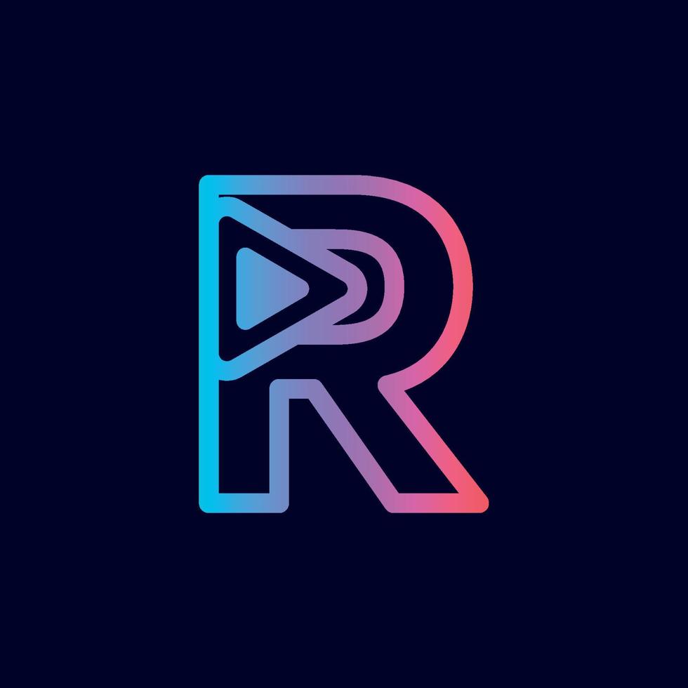 música logo diseño jugar marca letra r vector