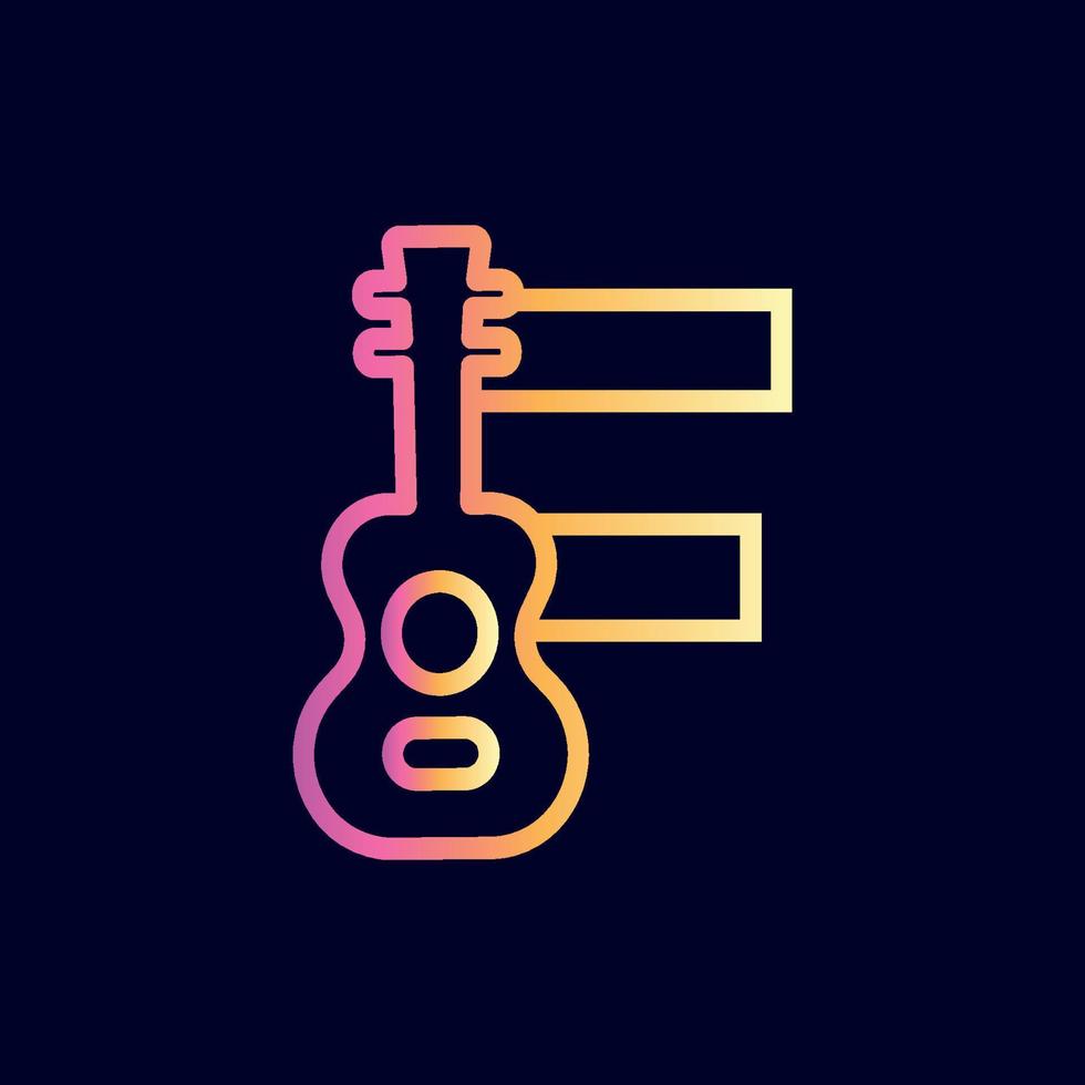 guitarra musica logo diseño marca letra f vector