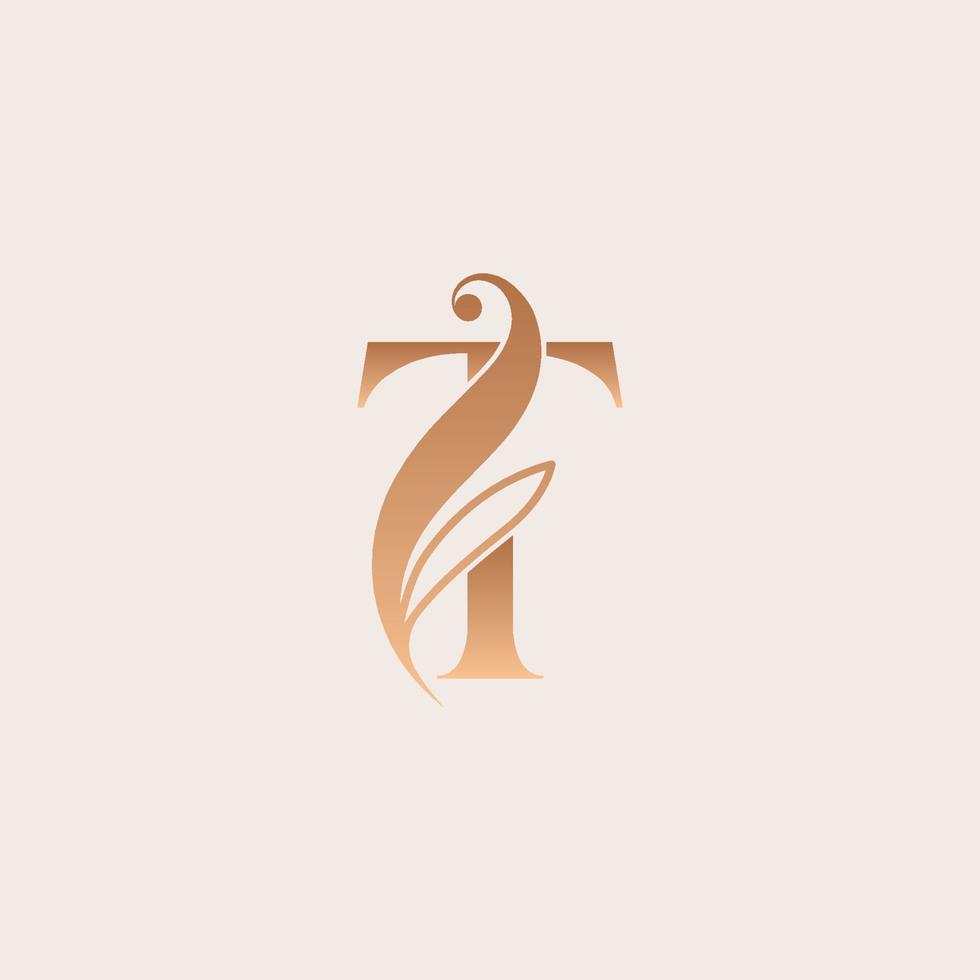 natural massage beauty logo template letter T vector