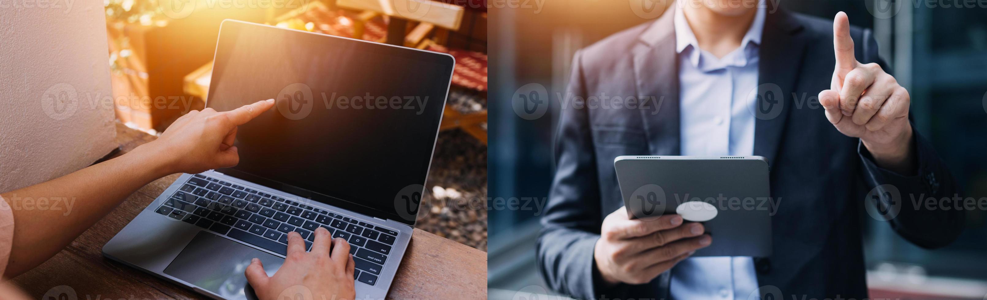 Businessman using mobile smart phone. Business global internet connection application technology and digital marketing, Financial and banking, Digital link tech, big data. photo