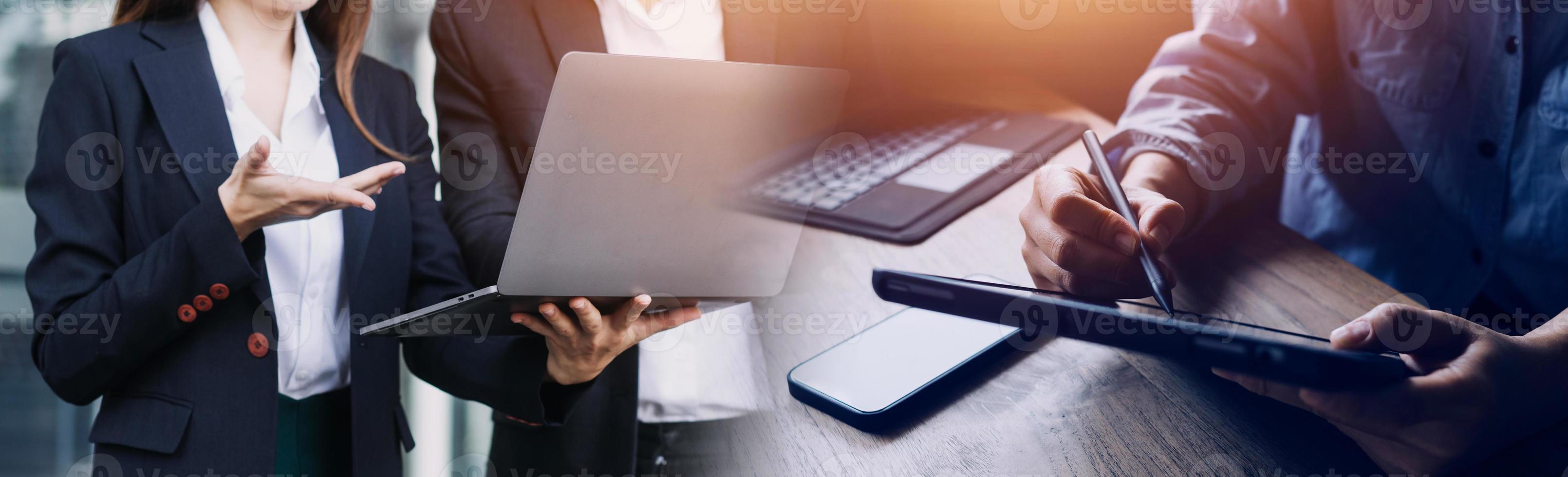 Businessman using mobile smart phone. Business global internet connection application technology and digital marketing, Financial and banking, Digital link tech, big data. photo