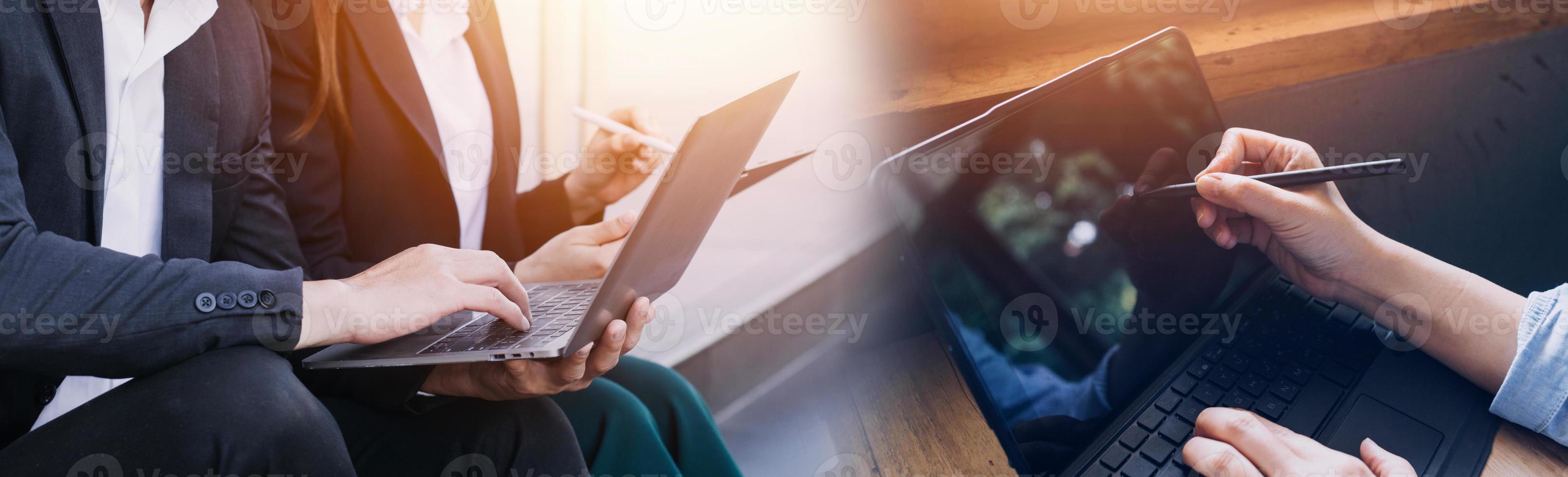 Businessman using mobile smart phone. Business global internet connection application technology and digital marketing, Financial and banking, Digital link tech, big data. photo