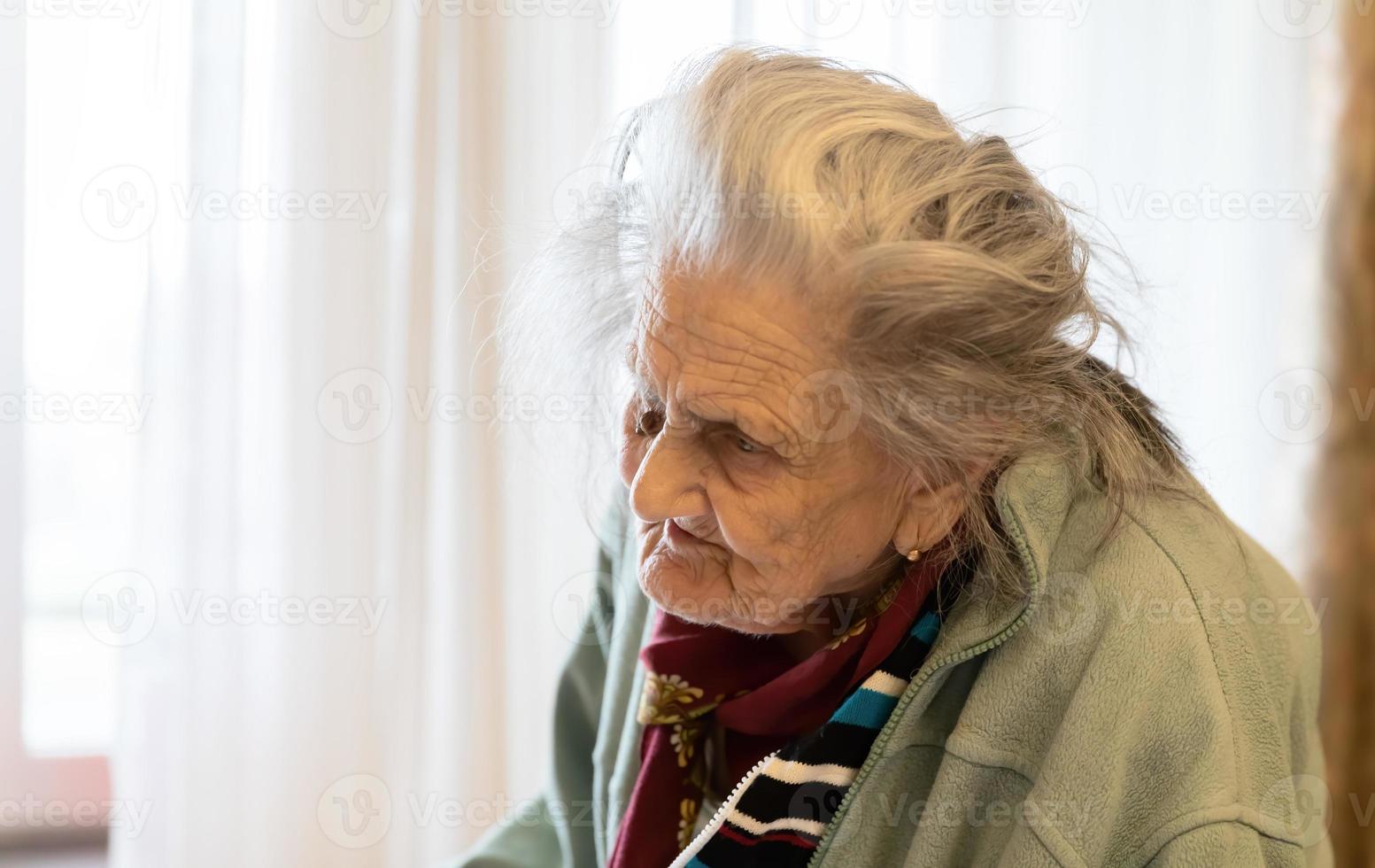 Very old tired woman photo