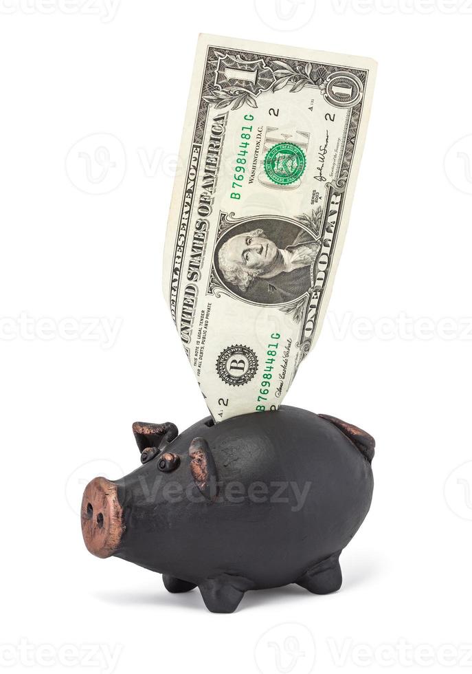 One dollar and piggy bank photo