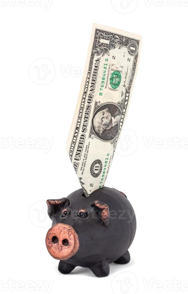 One dollar and piggy bank photo