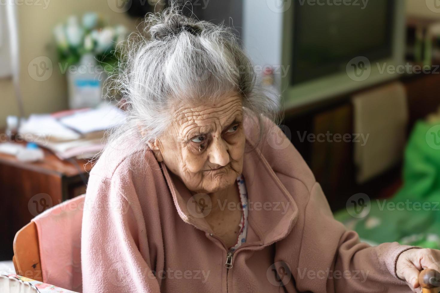 very old tired woman photo