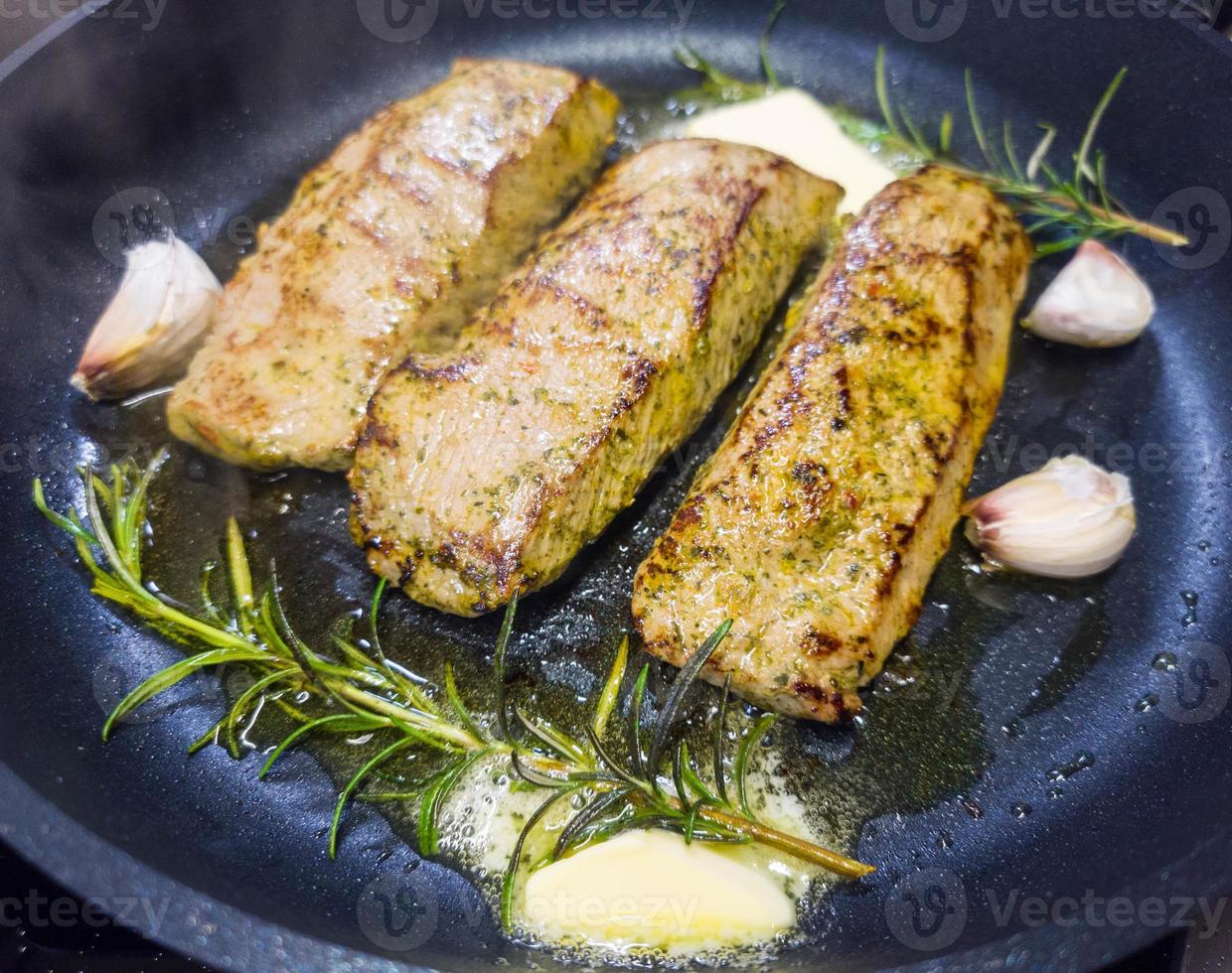 Rosemary lamb filet with healthy vegetables photo