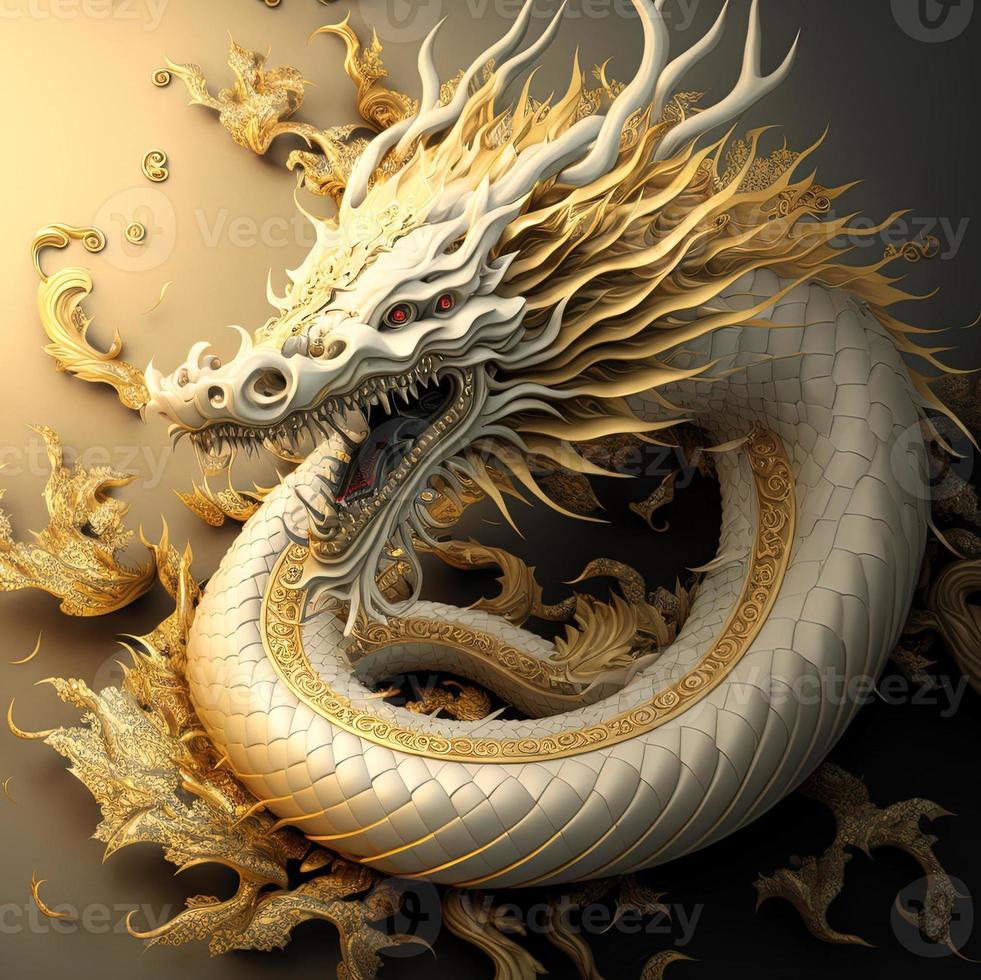 Happy chinese new year background realistic dragon character photo