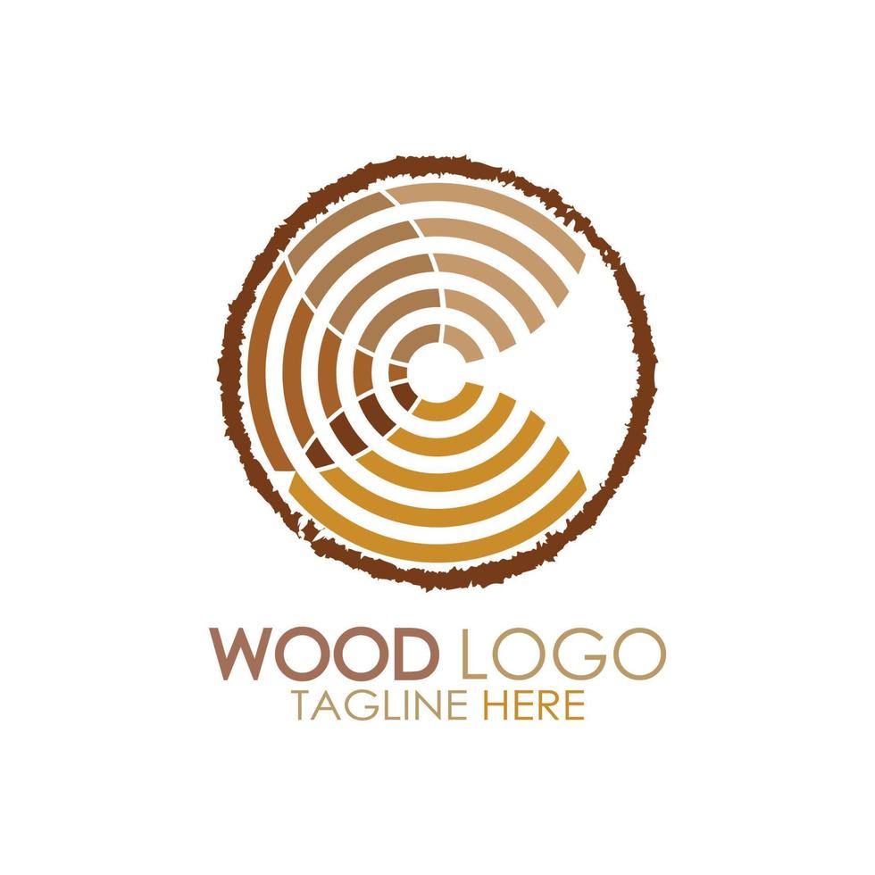 wood logo template icon illustration design vector, used for wood factories, wood plantations, log processing, wood furniture, wood warehouses with a modern minimalist concept vector