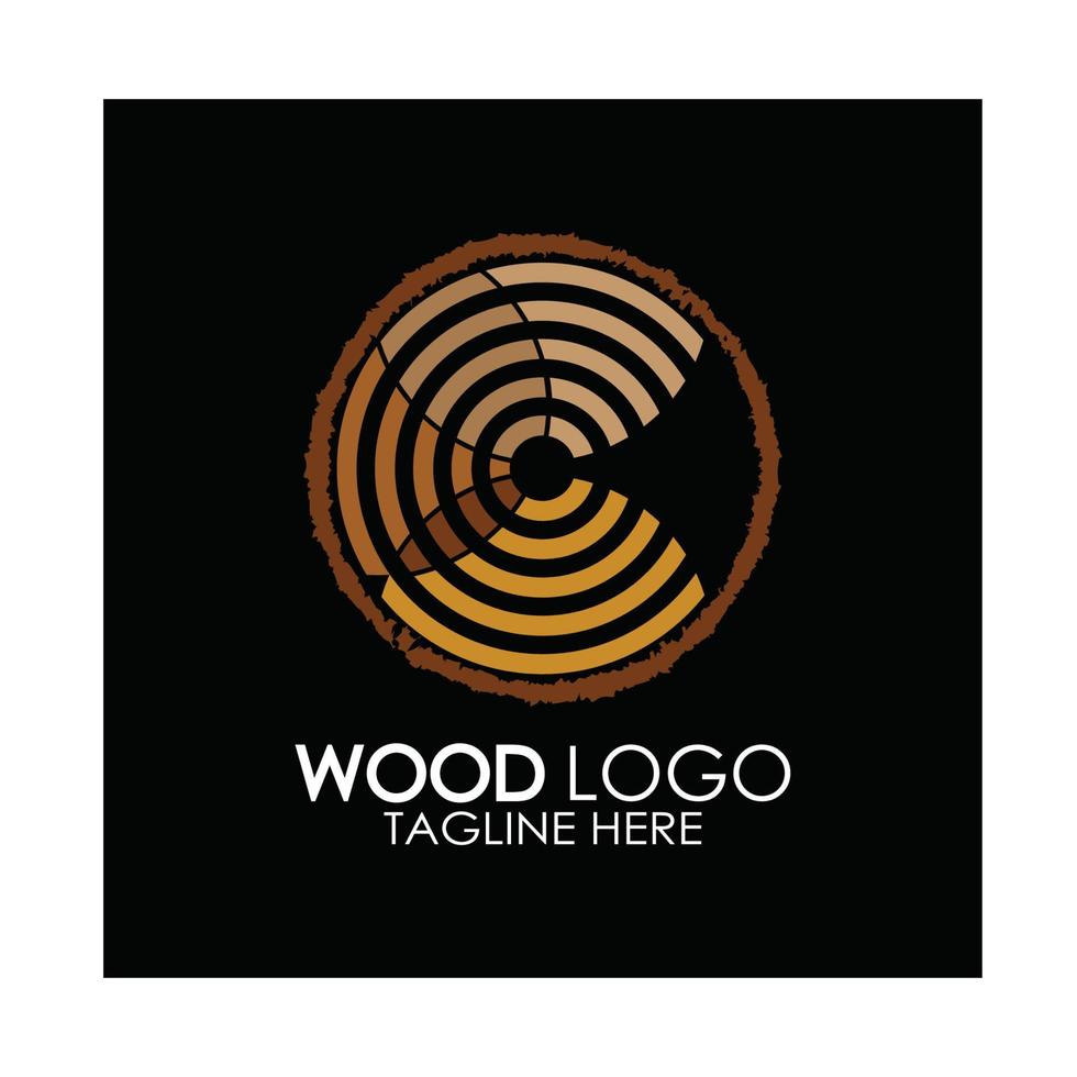 wood logo template icon illustration design vector, used for wood factories, wood plantations, log processing, wood furniture, wood warehouses with a modern minimalist concept vector