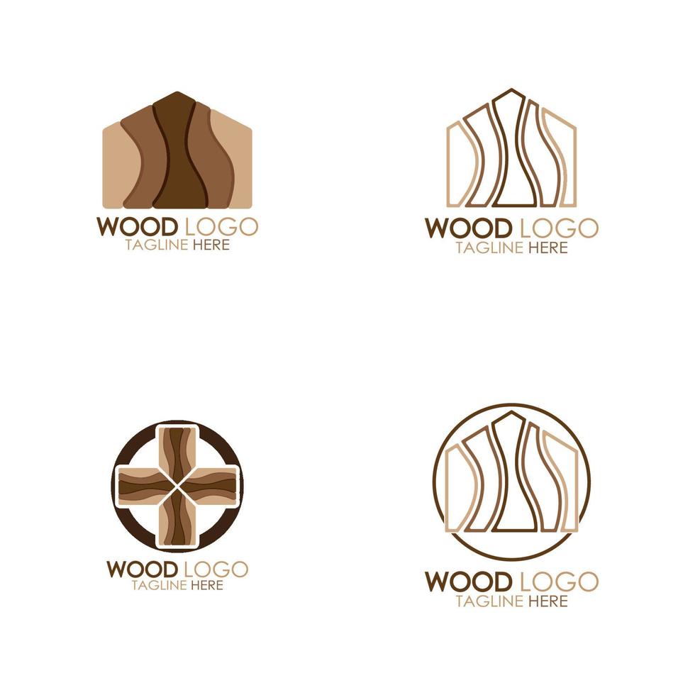 vector de diseño de ilustración de icono de plantilla de logotipo de madera, utilizado para fábricas de madera, plantaciones de madera, procesamiento de troncos, muebles de madera, almacenes de madera con un concepto minimalista moderno