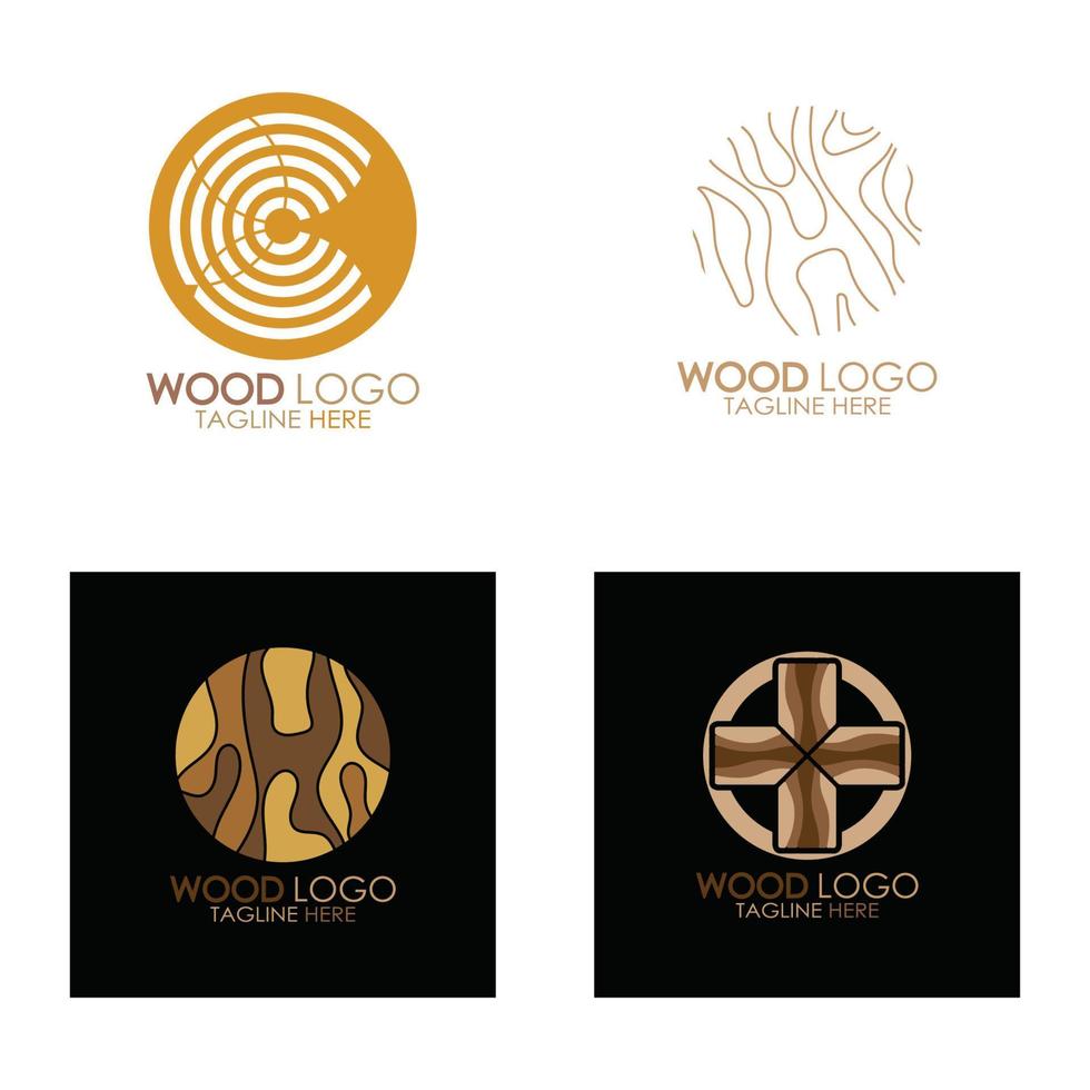 wood logo template icon illustration design vector, used for wood factories, wood plantations, log processing, wood furniture, wood warehouses with a modern minimalist concept vector