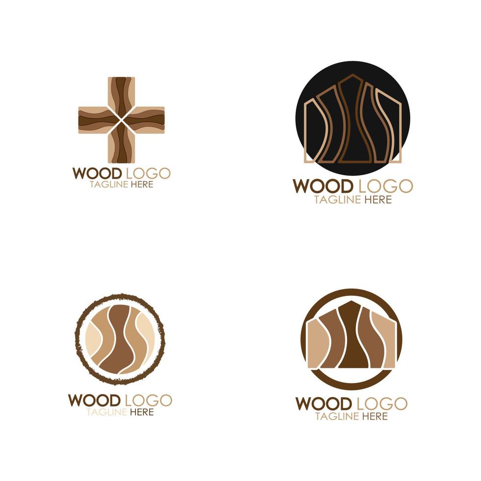 wood logo template icon illustration design vector, used for wood factories, wood plantations, log processing, wood furniture, wood warehouses with a modern minimalist concept vector