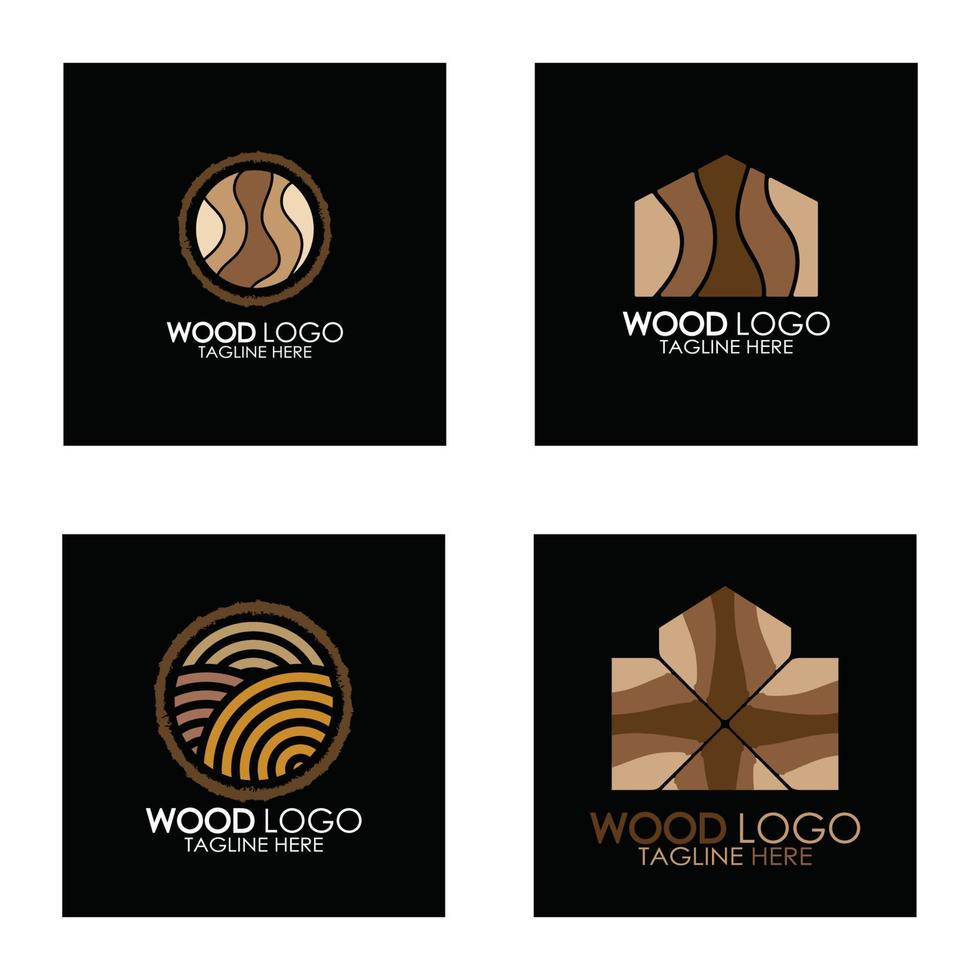 wood logo template icon illustration design vector, used for wood factories, wood plantations, log processing, wood furniture, wood warehouses with a modern minimalist concept vector